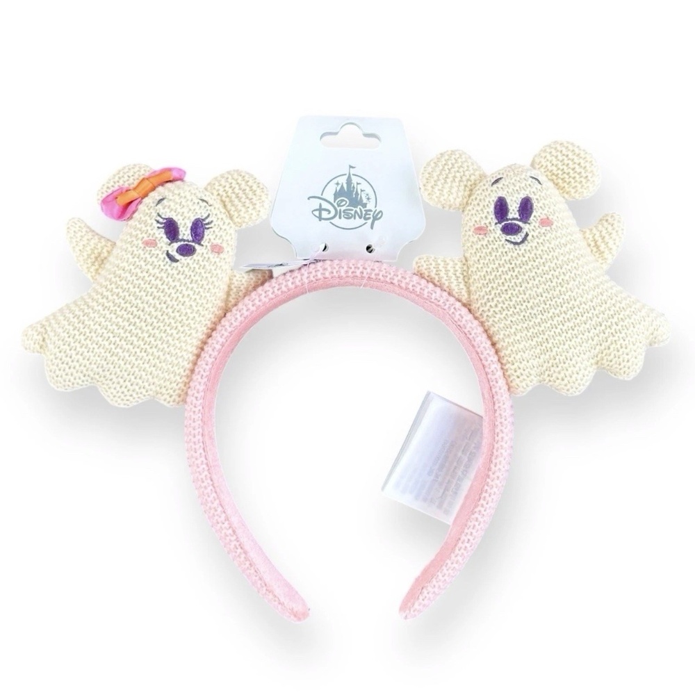 Disney Parks Halloween 2025 Mickey And Minnie Mouse Ghost Ears Headband - NEW - Picture 2 of 3